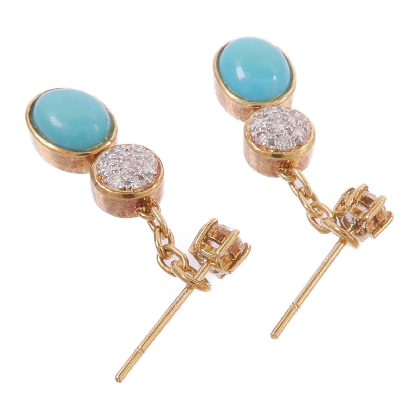 JEWELRY 18K黃金/白金Turquoise Diamond Earrings綠松石/鑽石耳環