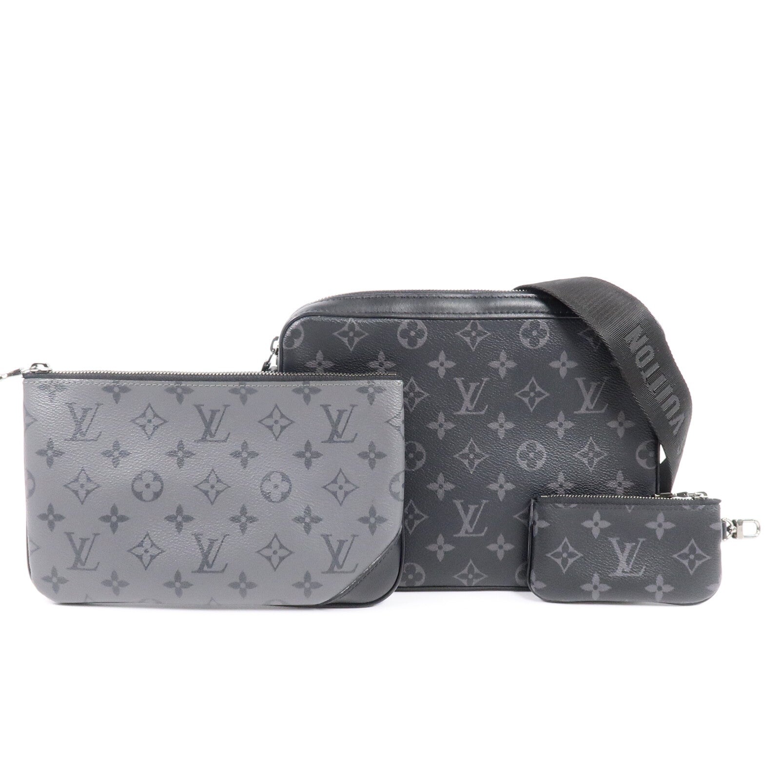 LOUIS VUITTON Monogram Eclipse Reverse Trio Messenger肩背袋