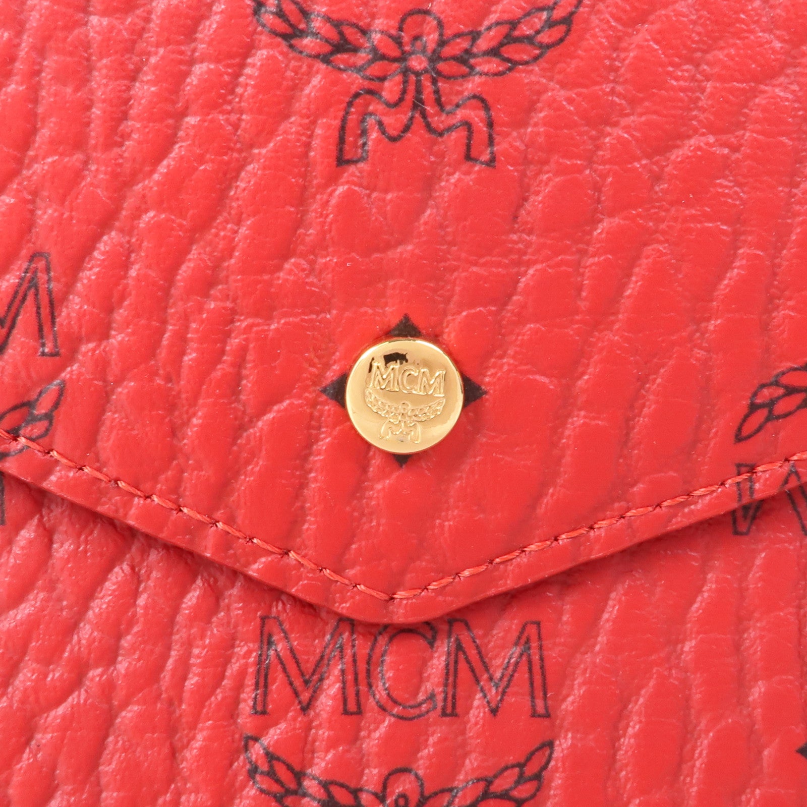 MCM GHW Pouch Clutch Coated Canvas Red