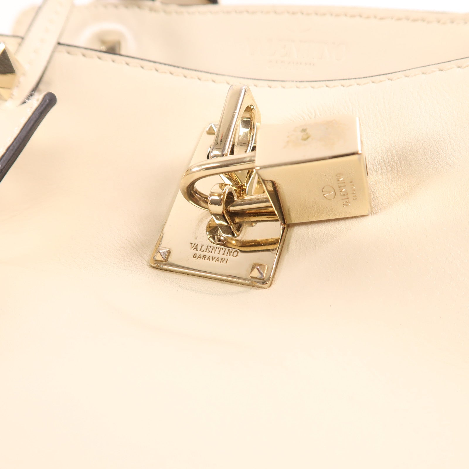 Valentino GHW Joylock Shoulder Bag 2Way Calfskin Leather White