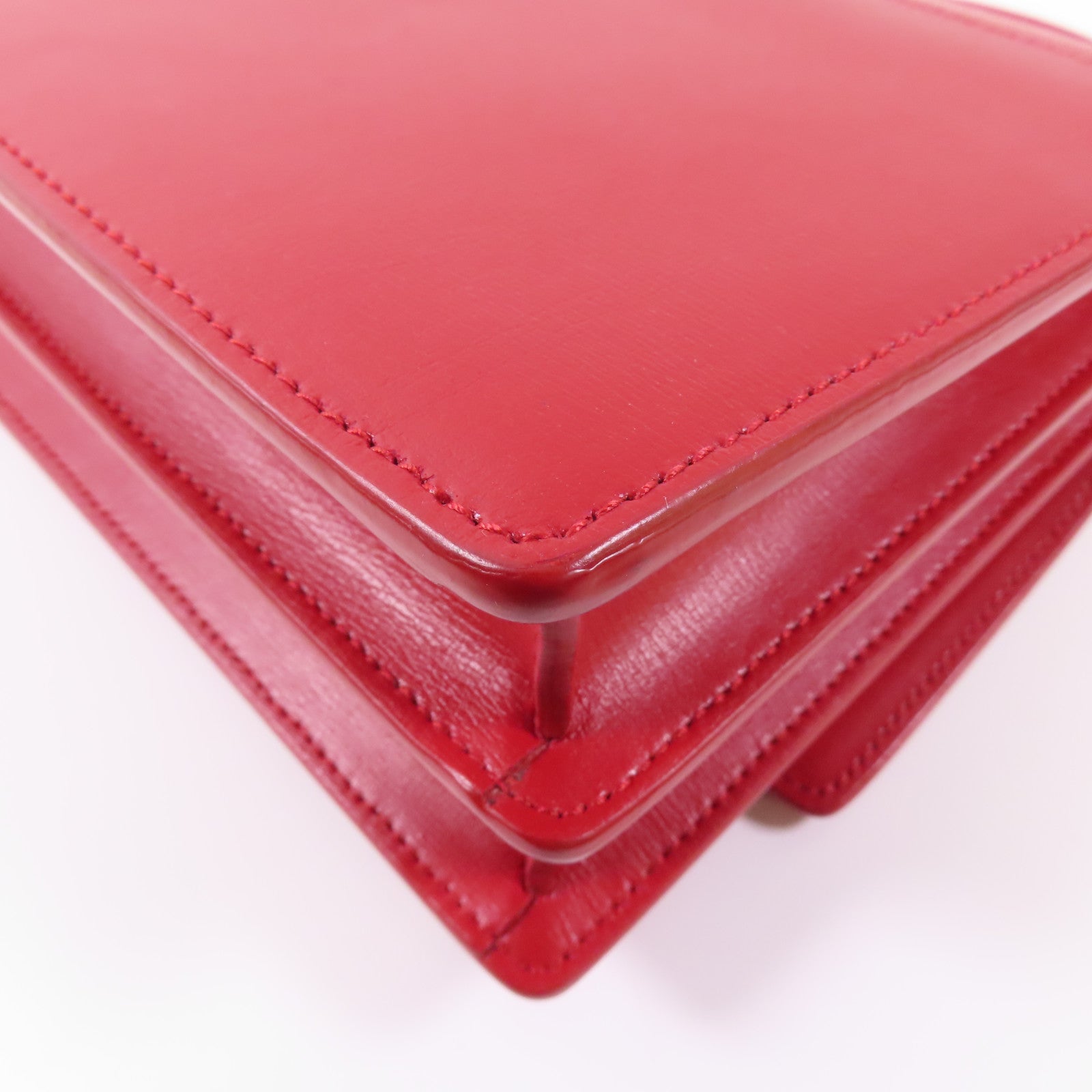 SAINT LAURENT 牛皮皮革Chain Shoulder金扣鏈帶肩背袋紅色