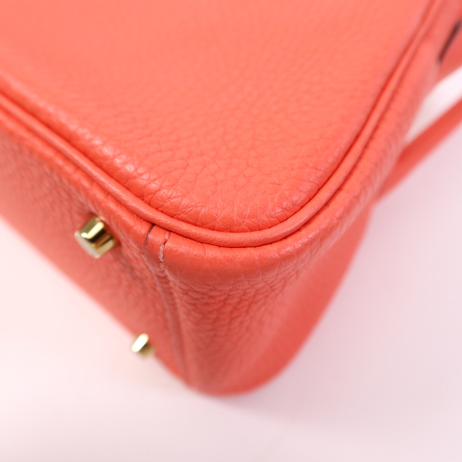 HERMES Clemence皮革Mini Lindy金扣手挽肩背兩用袋Rose Texas