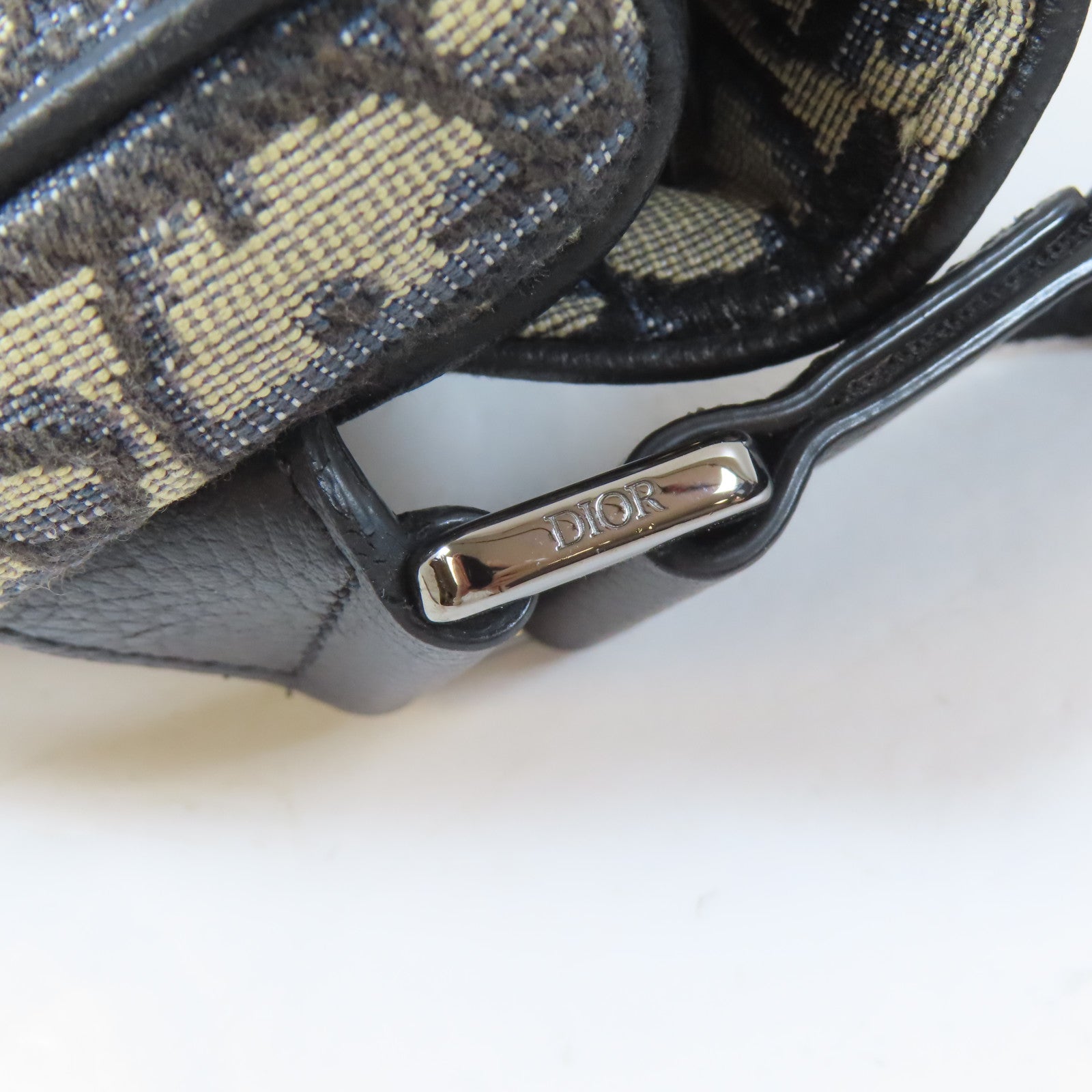 Dior 【激減優惠】帆布Saddle Oblique Jacquard銀扣肩背袋淺褐色/藍色