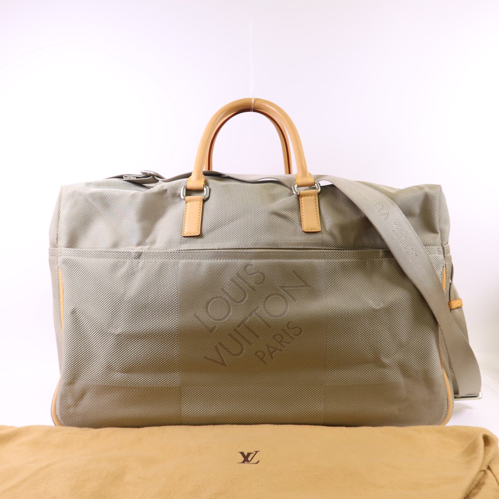 LOUIS VUITTON Damier Geant 帆布 Souverain Keepall 2005銀扣手挽肩背兩用袋
