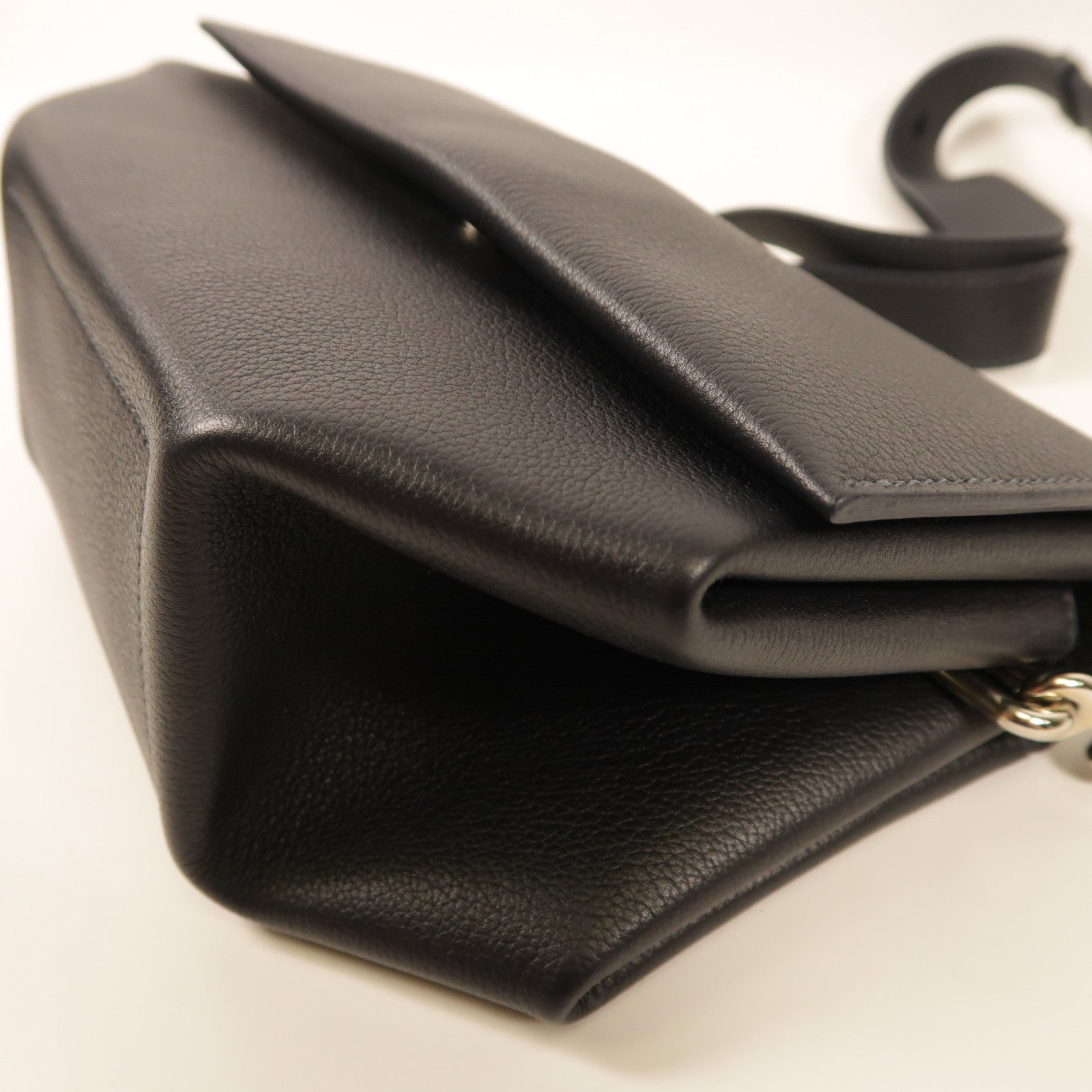 HERMES PHW Opli 24 Shoulder Bag Clemence Leather Black