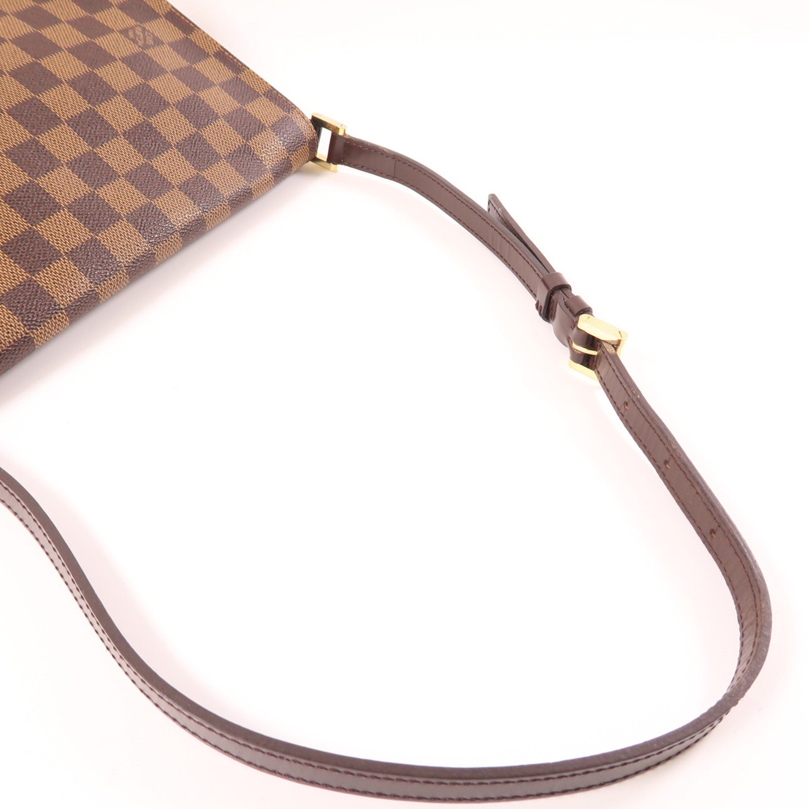 LOUIS VUITTON Damier Musette Tango金扣肩背袋棕色