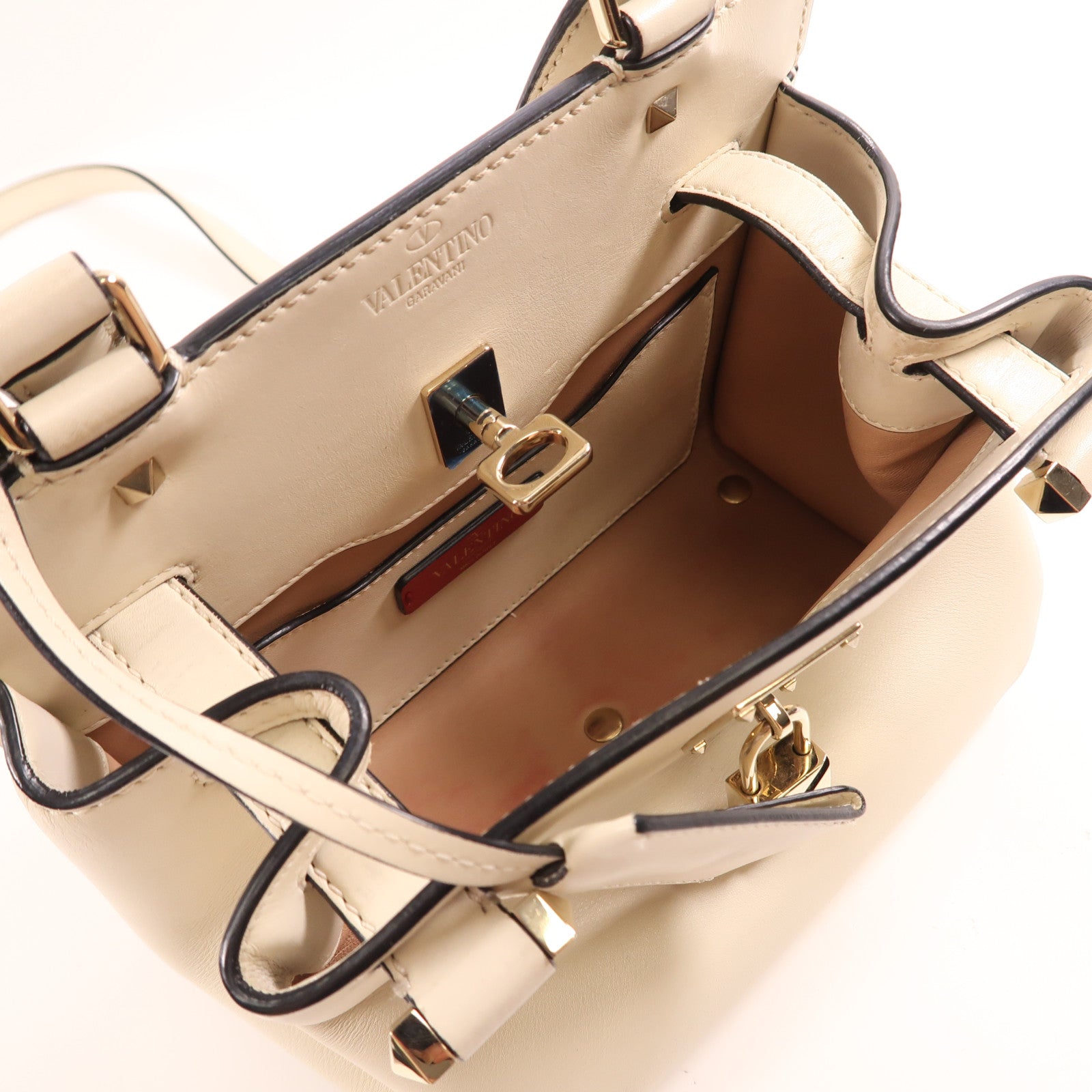 Valentino GHW Joylock Shoulder Bag 2Way Calfskin Leather White