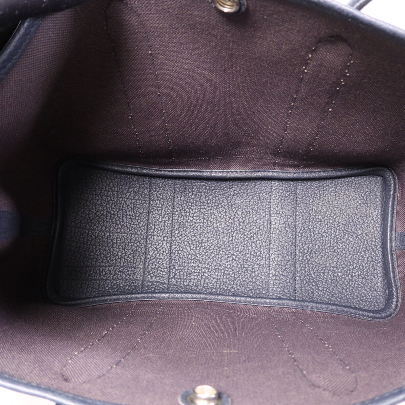 HERMES 帆布Garden Party TPM銀扣手挽袋Bleu Nuit/Ebene