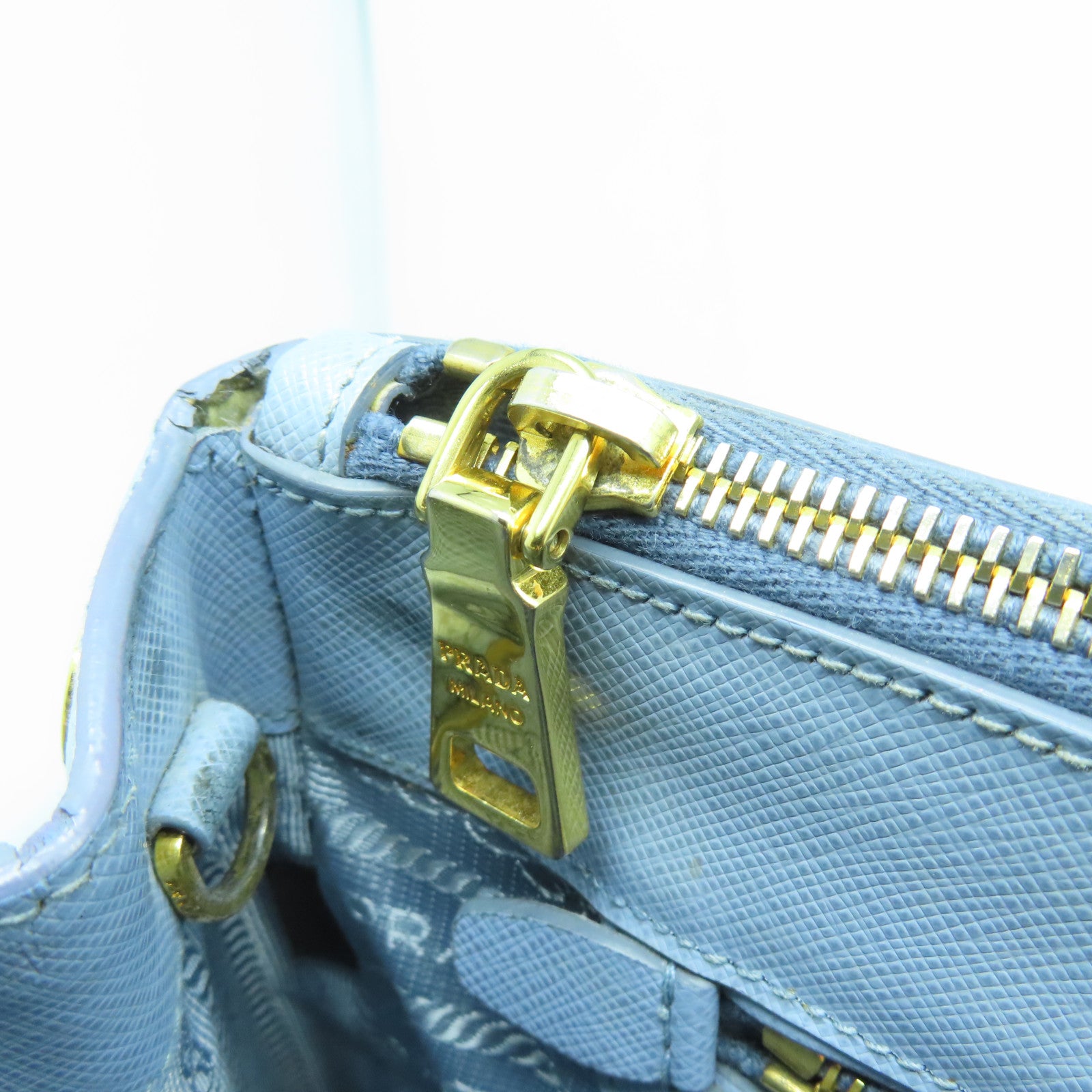 PRADA 牛皮皮革2 Way Shoulder Bag金扣手挽肩背兩用袋藍色