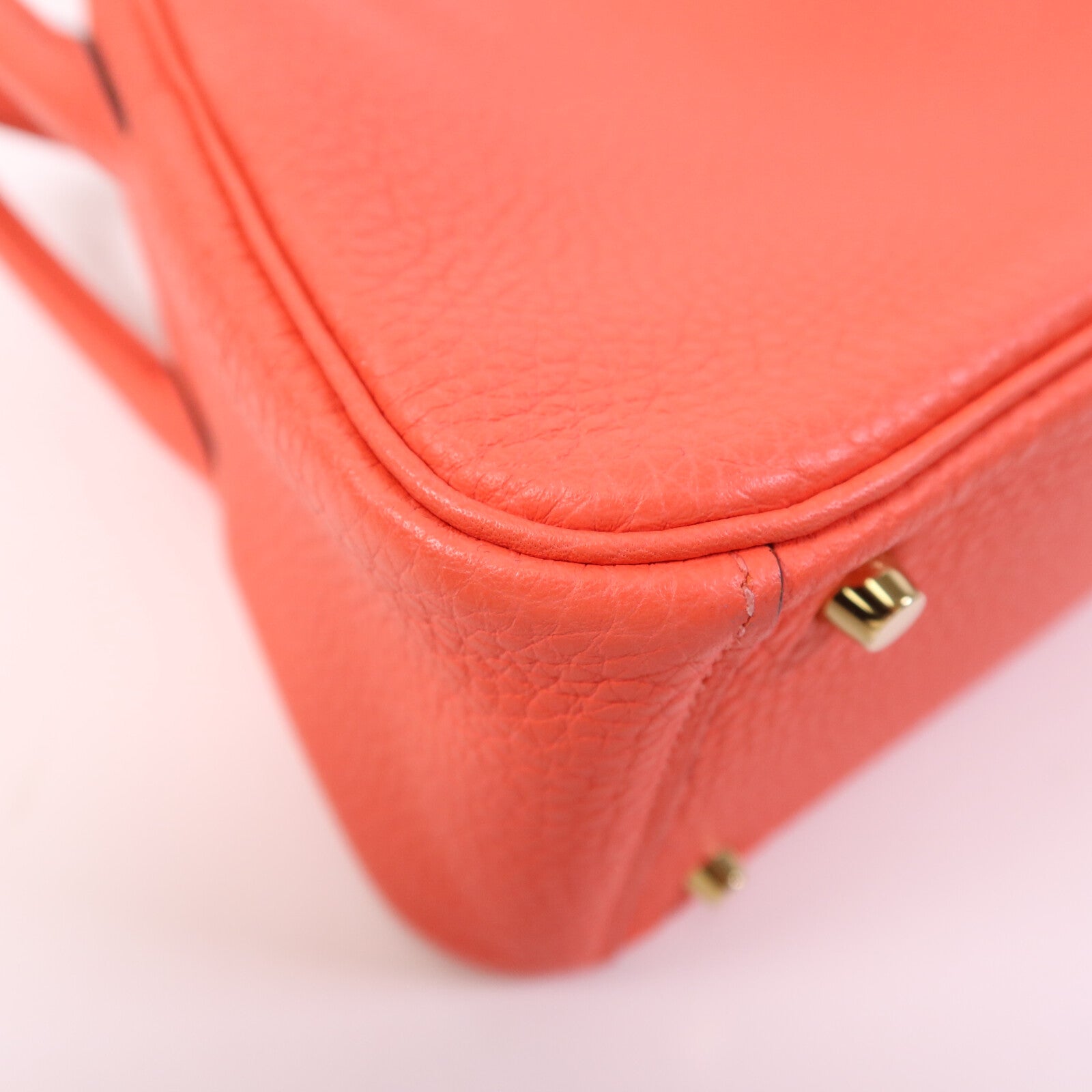 HERMES Clemence皮革Mini Lindy金扣手挽肩背兩用袋Rose Texas