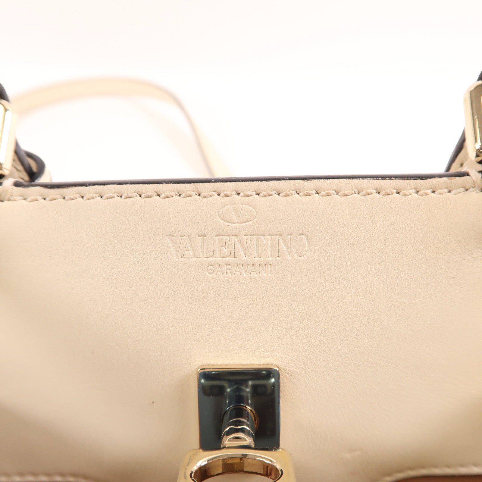 Valentino GHW Joylock Shoulder Bag 2Way Calfskin Leather White