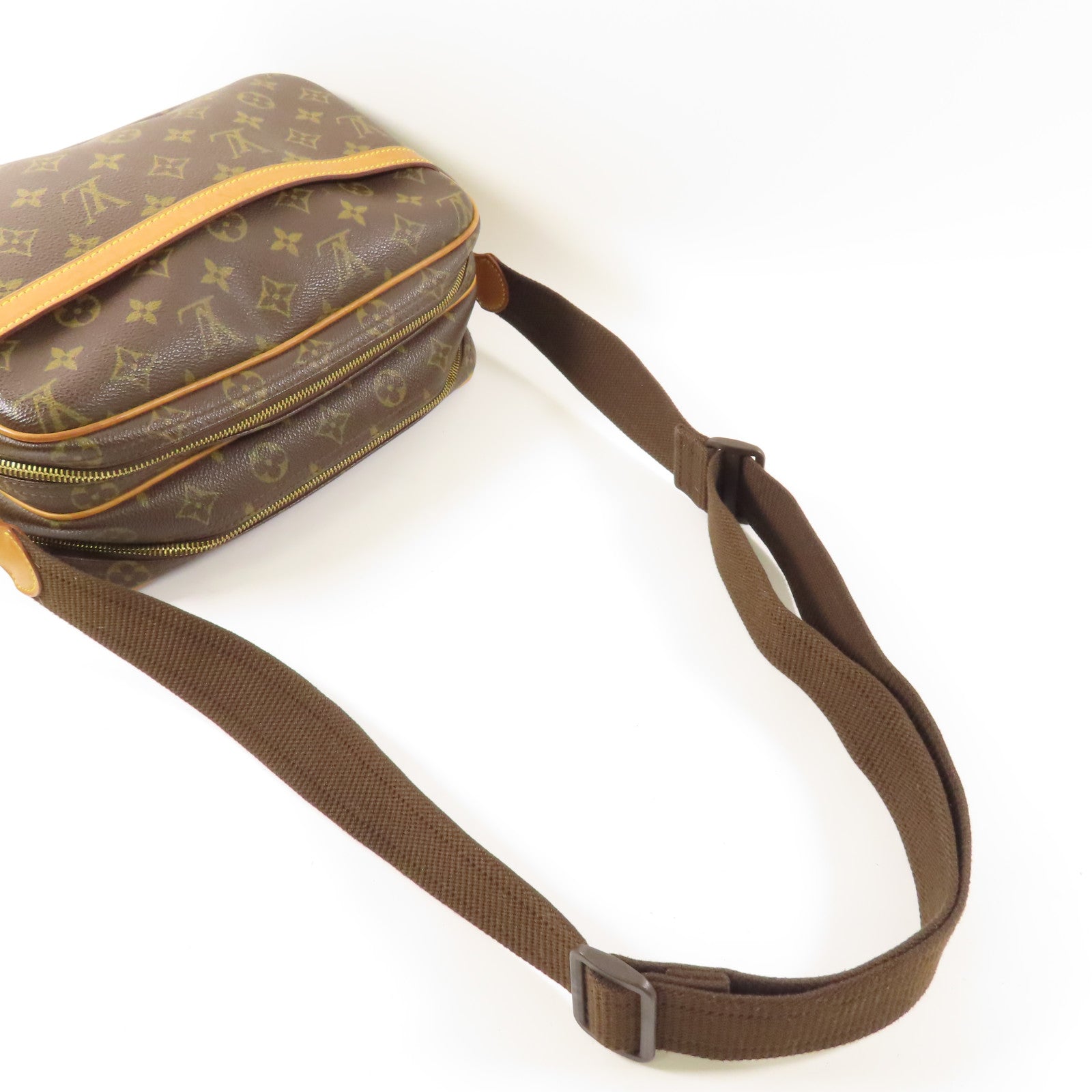 LOUIS VUITTON Monogram Reporter PM金扣肩背袋棕色