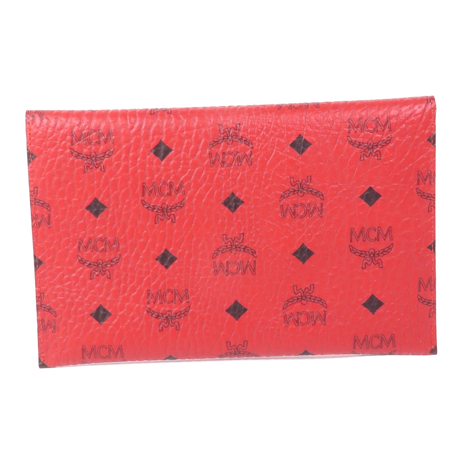 MCM GHW Pouch Clutch Coated Canvas Red