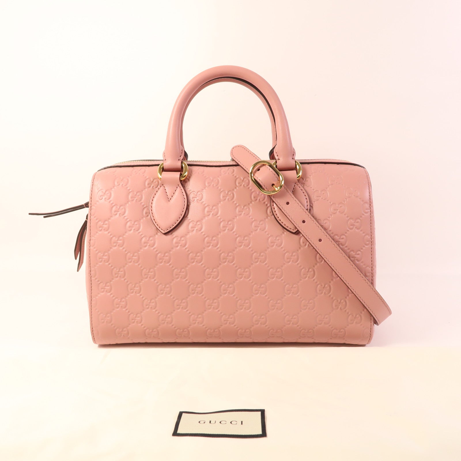 GUCCI 皮革Boston Bag金扣手挽肩背兩用袋