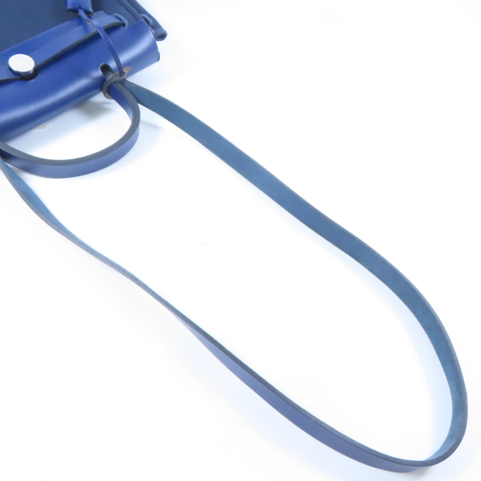 HERMES 帆布Herbag PM銀扣手挽肩背兩用袋藍色