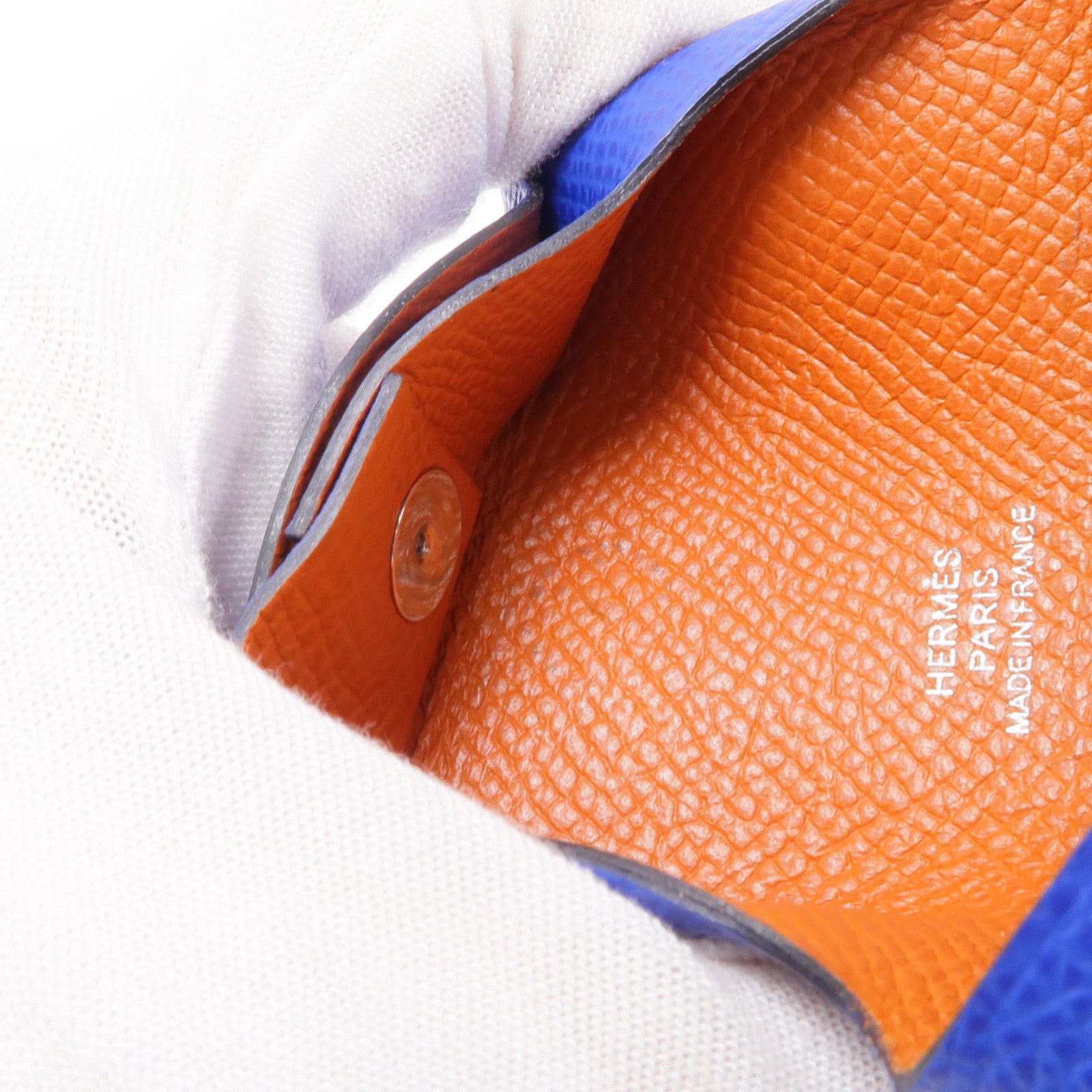 HERMES Epsom皮革Bastia銀扣零錢包