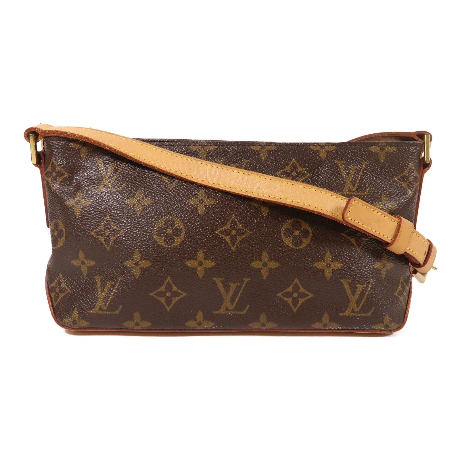 LOUIS VUITTON Monogram Trotteur金扣肩背袋棕色