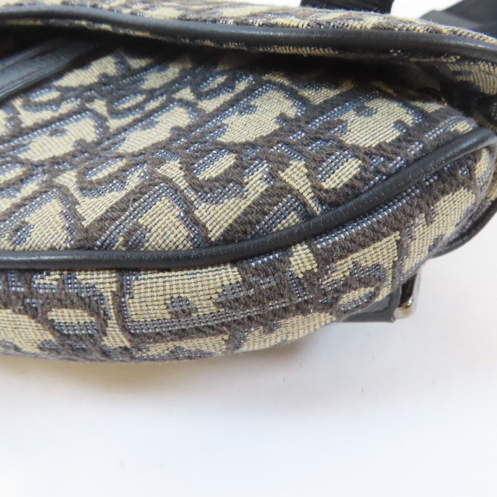 Dior 【激減優惠】帆布Saddle Oblique Jacquard銀扣肩背袋淺褐色/藍色