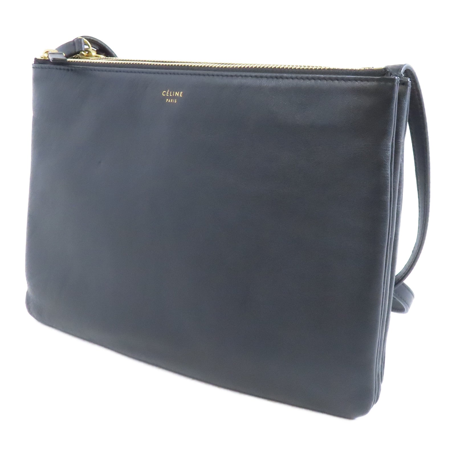 CELINE 【激減優惠】牛皮皮革Trio Bag金扣肩背袋黑色