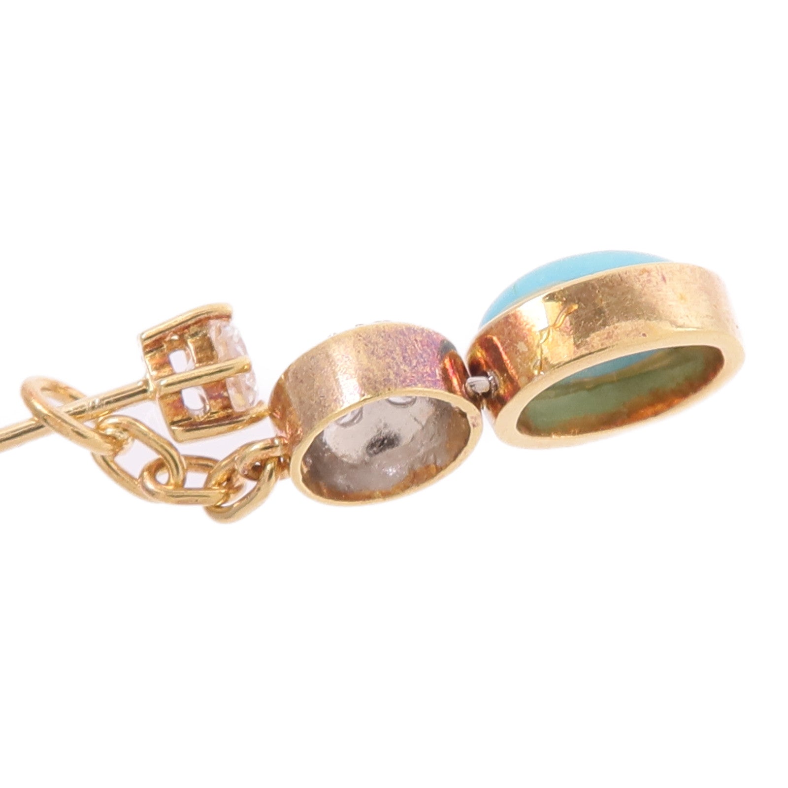 JEWELRY 18K黃金/白金Turquoise Diamond Earrings綠松石/鑽石耳環