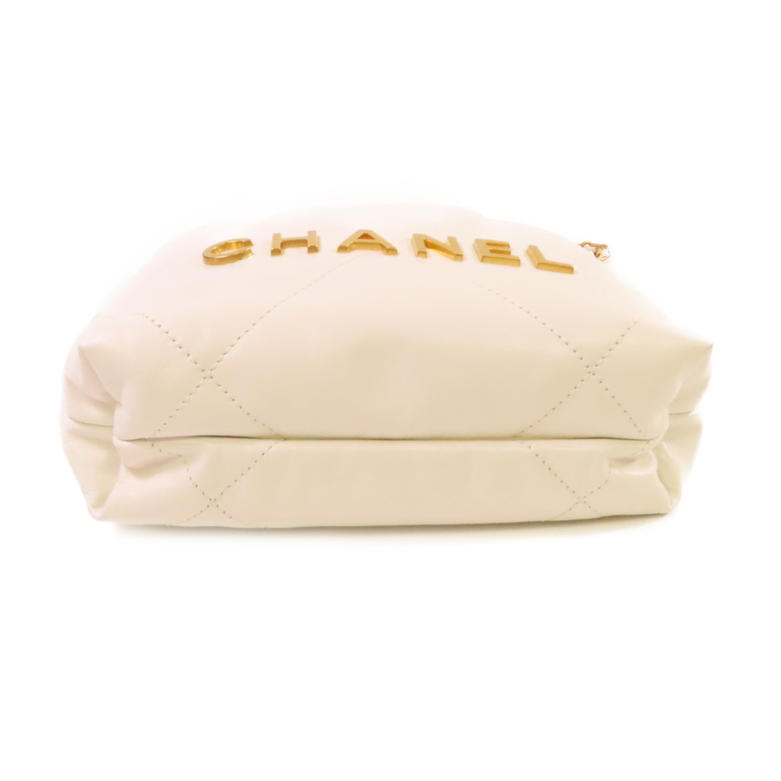 CHANEL 【激減優惠】菱格羊皮皮革Mini Chanel 22 2Way Shoulder Bag金扣鏈帶手挽肩背兩用袋白色