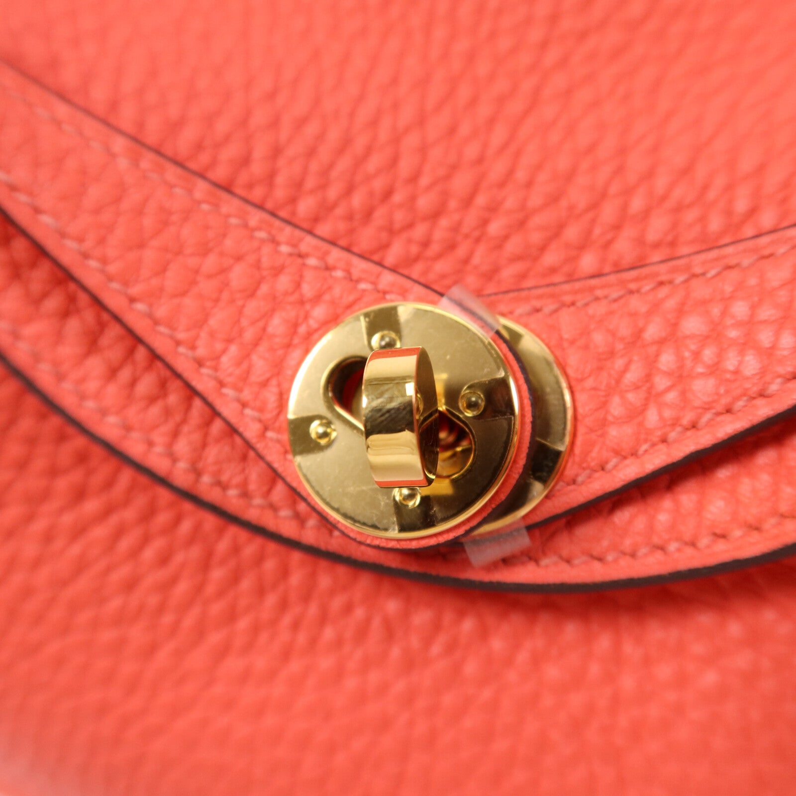 HERMES Clemence皮革Mini Lindy金扣手挽肩背兩用袋Rose Texas