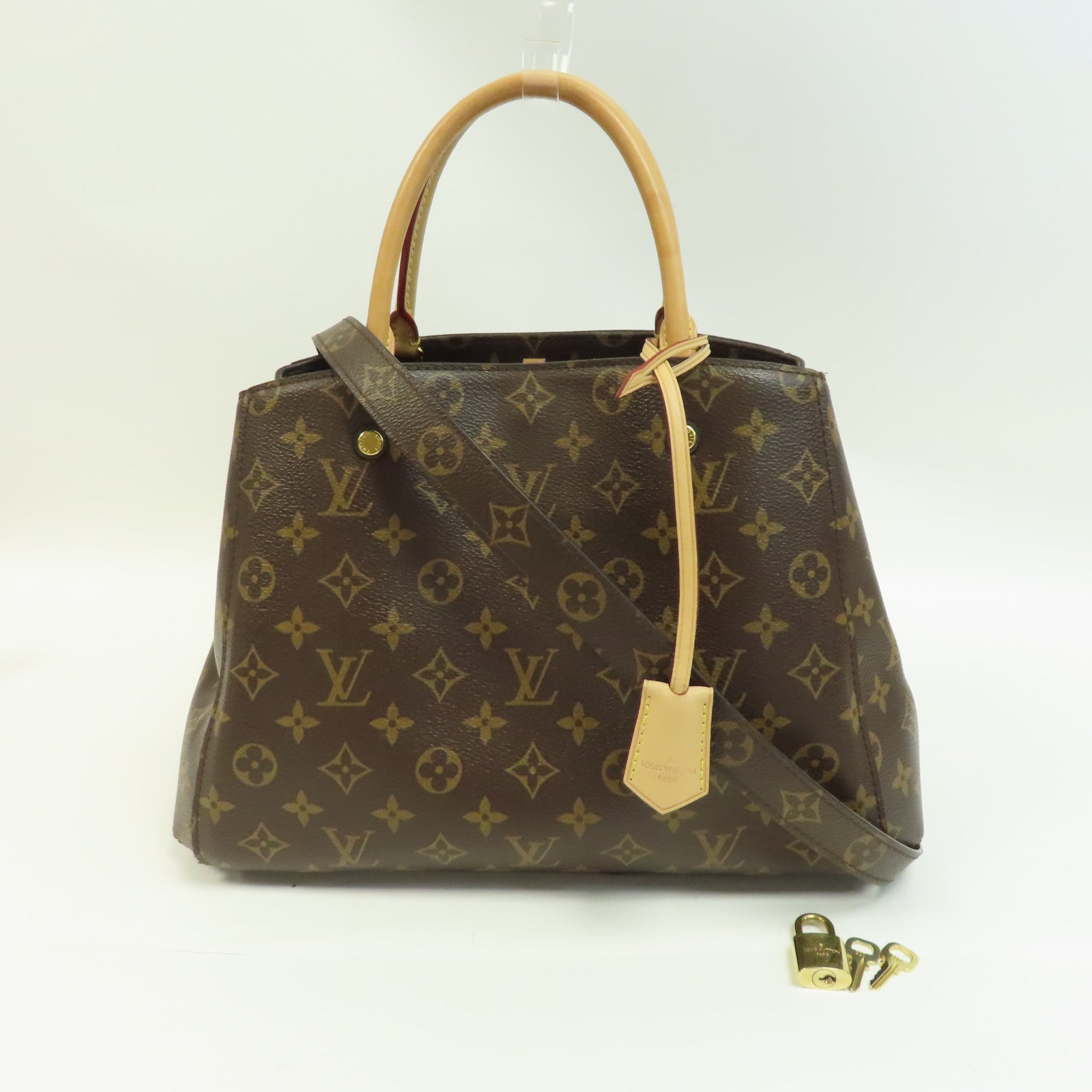 LOUIS VUITTON Monogram Montaigne MM金扣手挽肩背兩用袋啡色