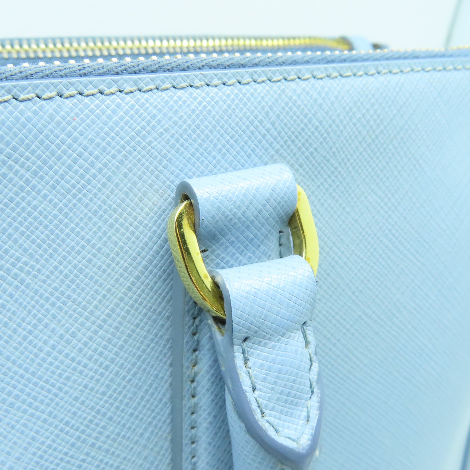 PRADA 牛皮皮革2 Way Shoulder Bag金扣手挽肩背兩用袋藍色