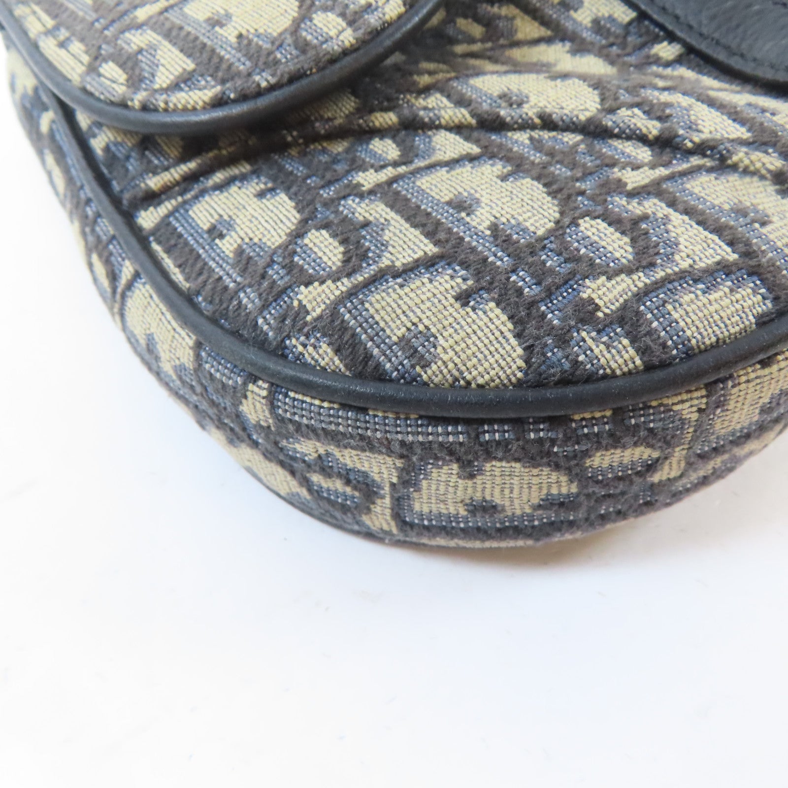 Dior 【激減優惠】帆布Saddle Oblique Jacquard銀扣肩背袋淺褐色/藍色
