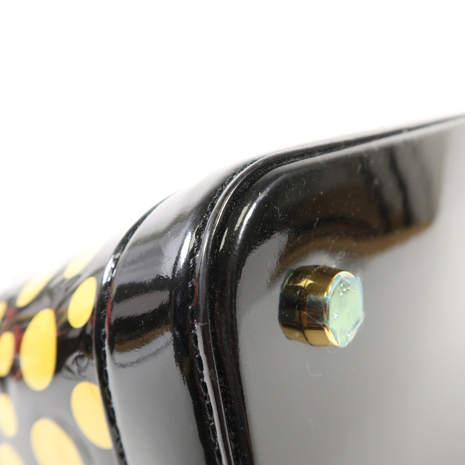 LOUIS VUITTON Vernis皮革Lockit MM Yayoi Kusama金扣手挽袋