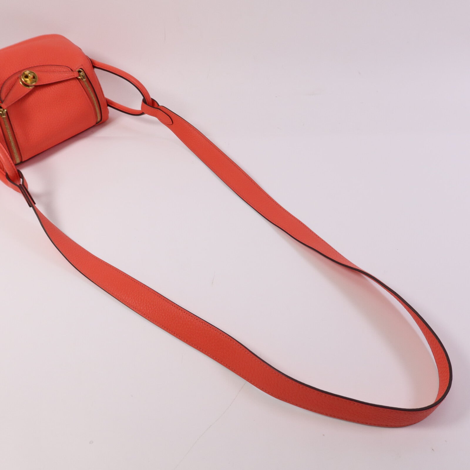 HERMES Clemence皮革Mini Lindy金扣手挽肩背兩用袋Rose Texas