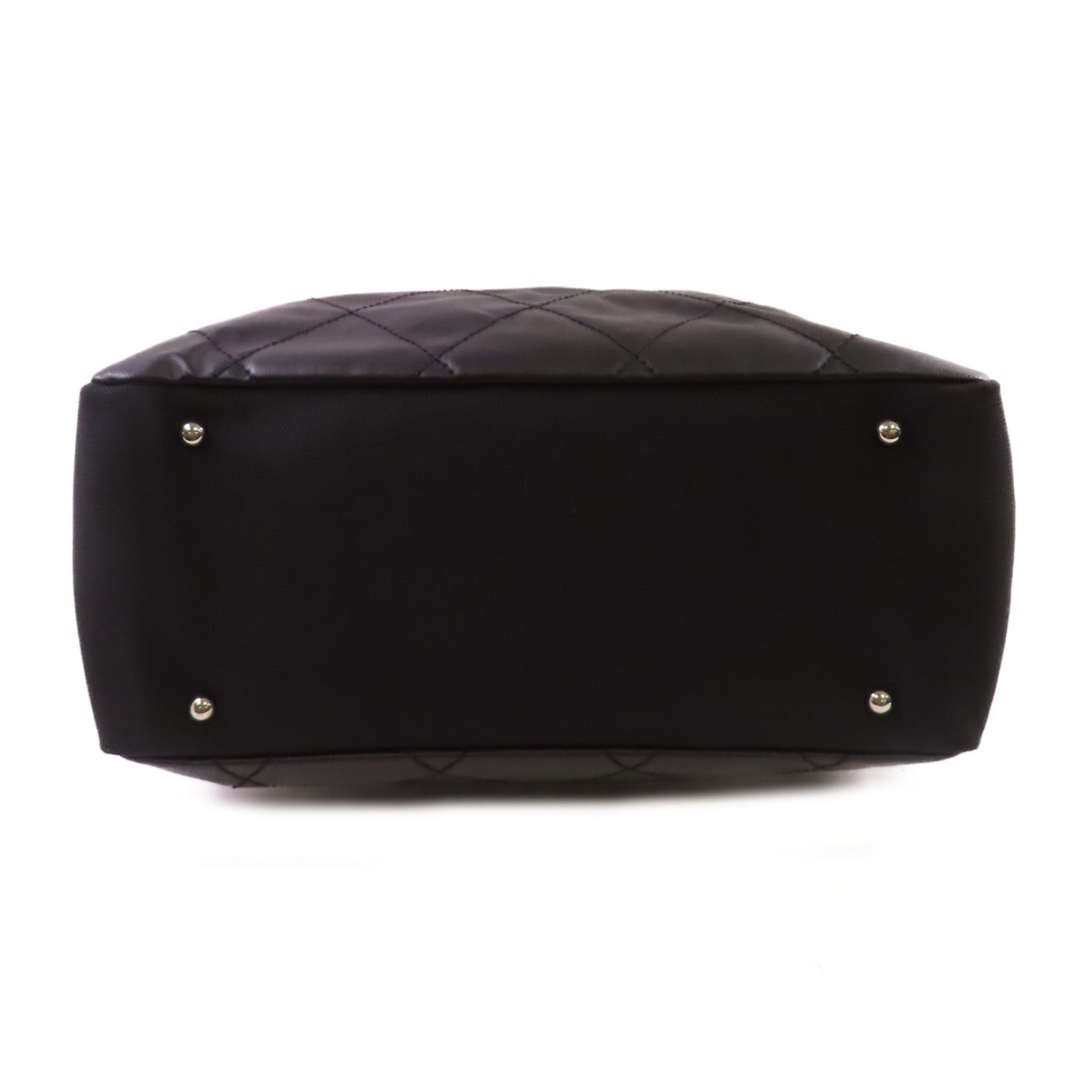 CHANEL 菱格塗層帆布Biarritz Tote Bag Large Tote Bag銀扣肩背袋