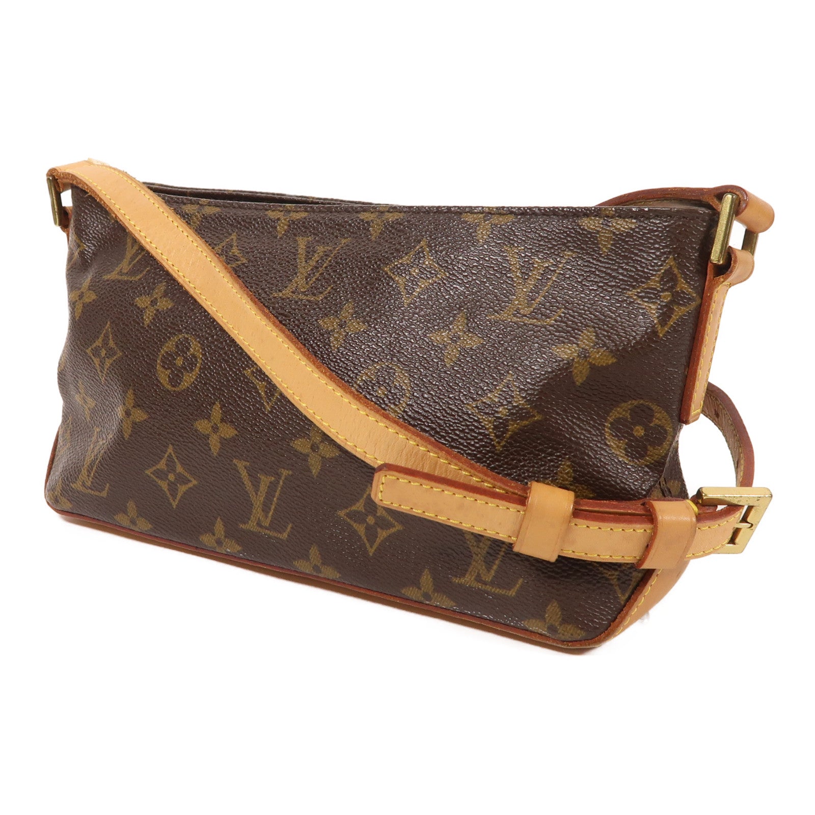LOUIS VUITTON Monogram Trotteur金扣肩背袋棕色