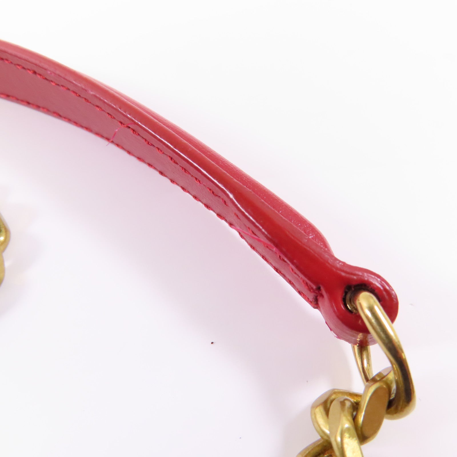 SAINT LAURENT 牛皮皮革Chain Shoulder金扣鏈帶肩背袋紅色