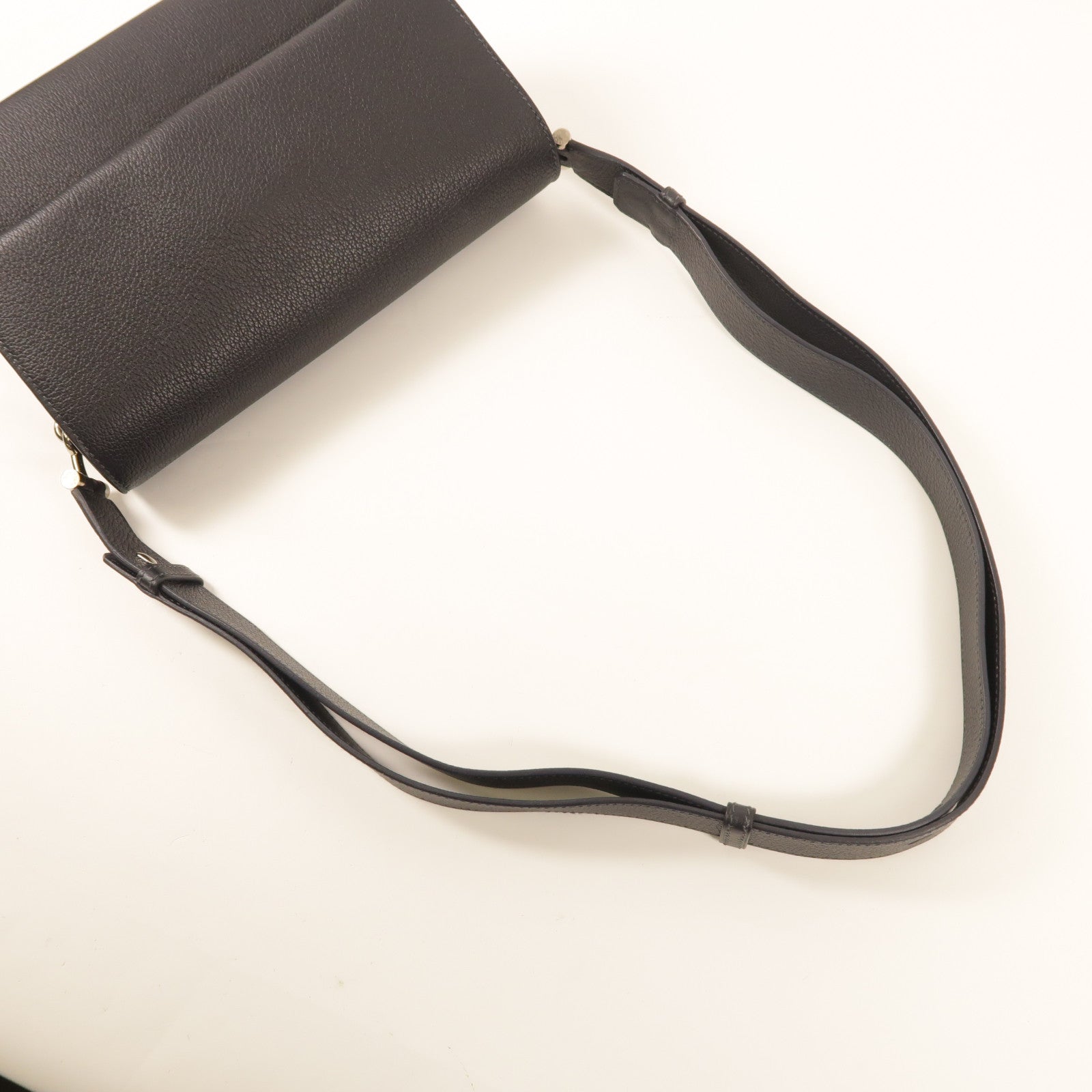 HERMES PHW Opli 24 Shoulder Bag Clemence Leather Black