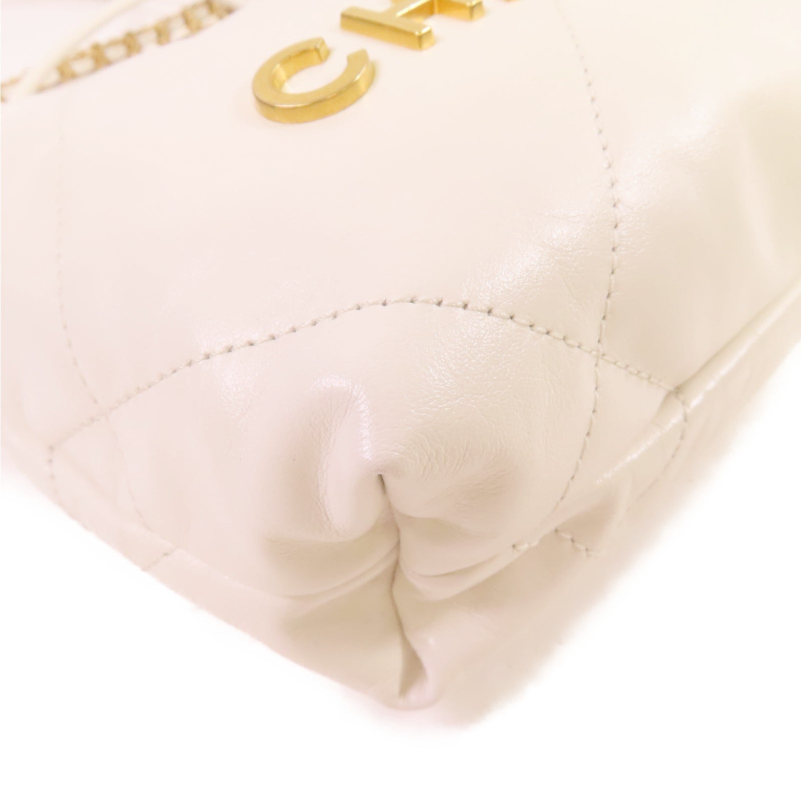 CHANEL 【激減優惠】菱格羊皮皮革Mini Chanel 22 2Way Shoulder Bag金扣鏈帶手挽肩背兩用袋白色