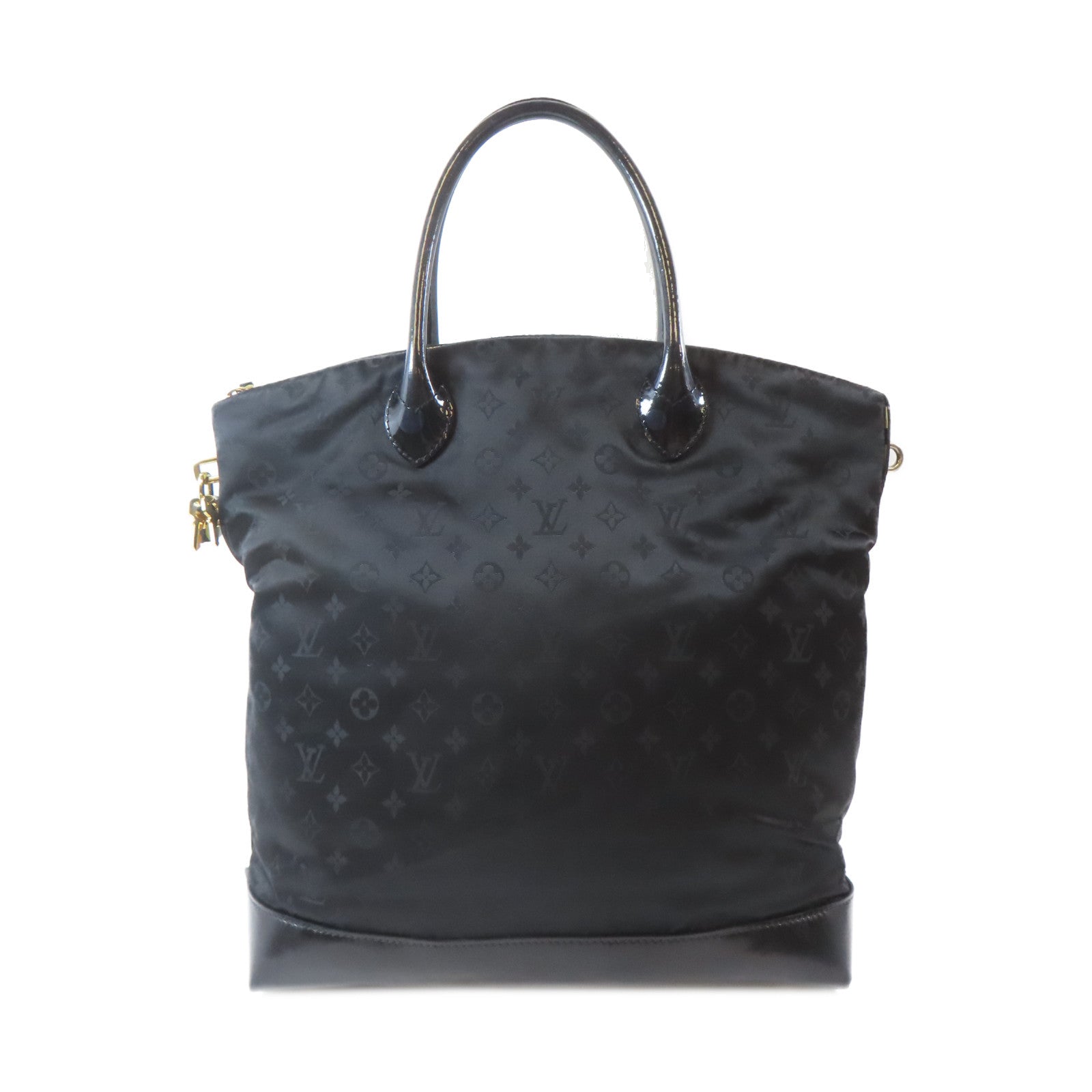 LOUIS VUITTON Monogram Satin Lockit金扣手挽袋黑色
