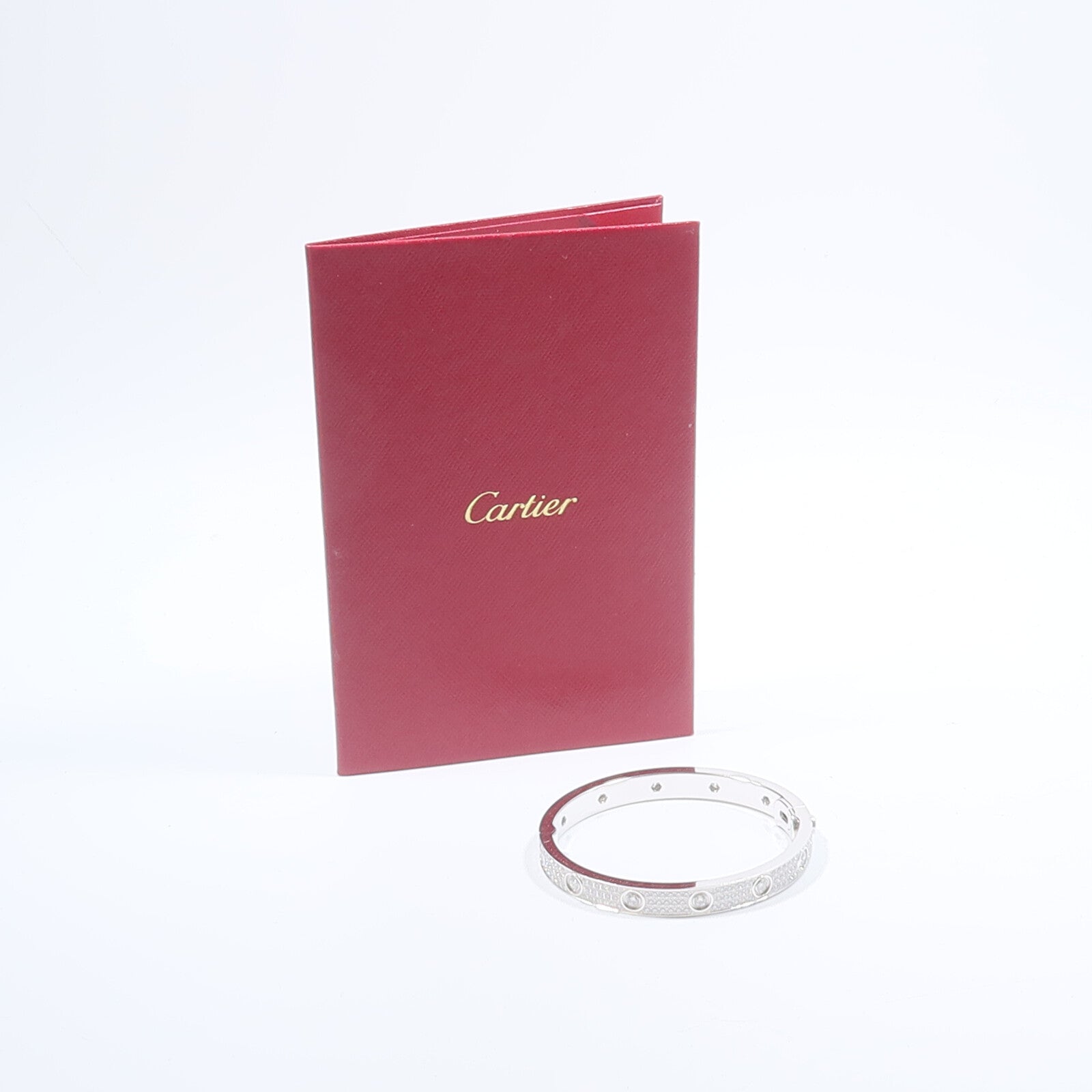 CARTIER 18K白金Love Bracelet Full Diamond鑽石手鐲