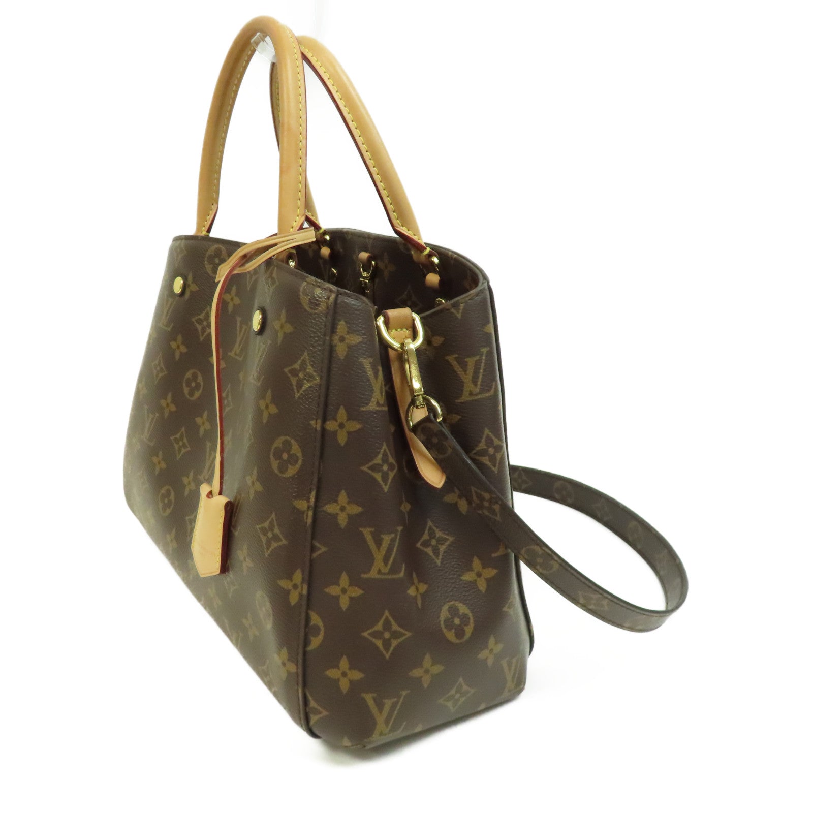 LOUIS VUITTON Monogram Montaigne MM金扣手挽肩背兩用袋啡色