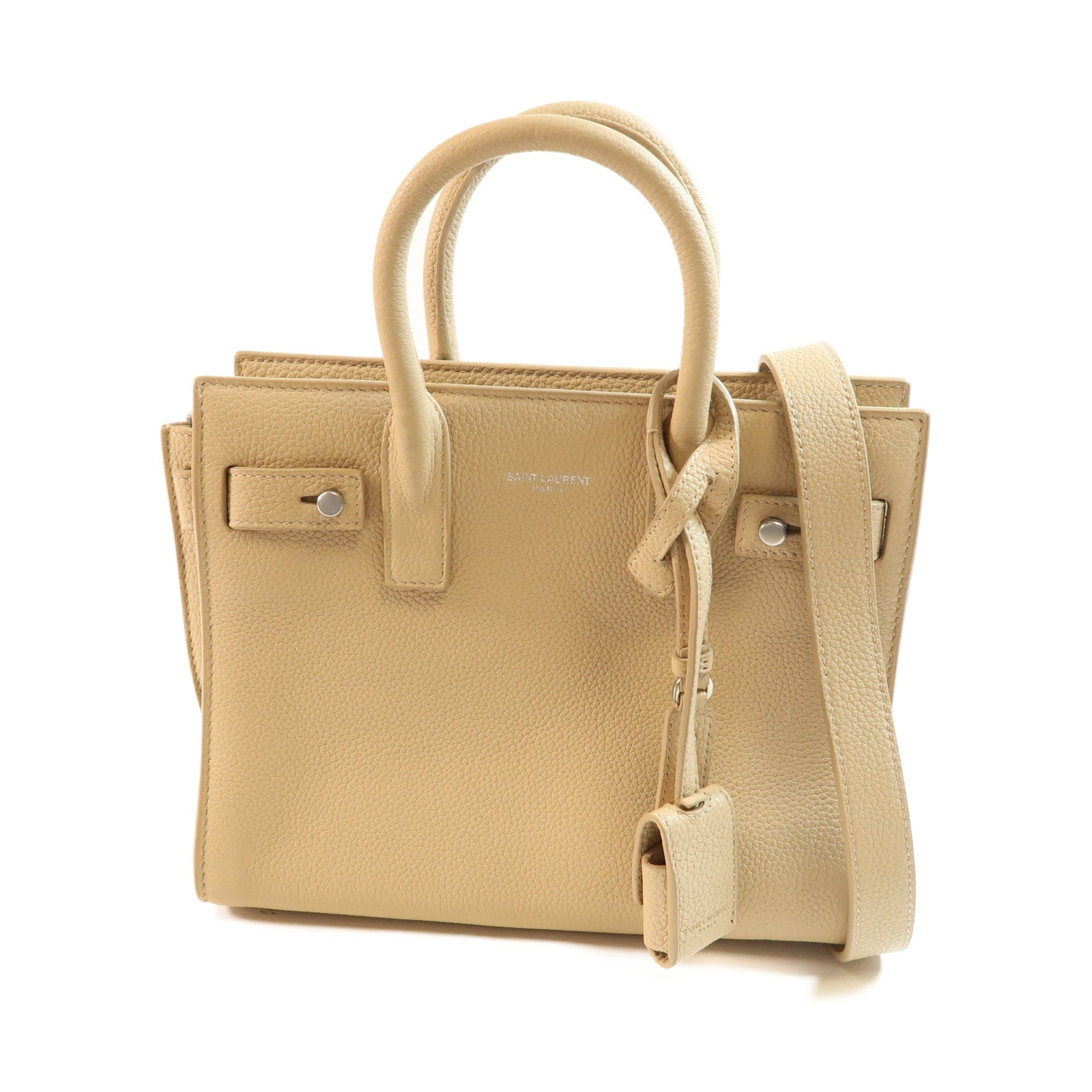 SAINT LAURENT 牛皮皮革Nano Sac de Jour Souple Bag銀扣手挽肩背兩用袋