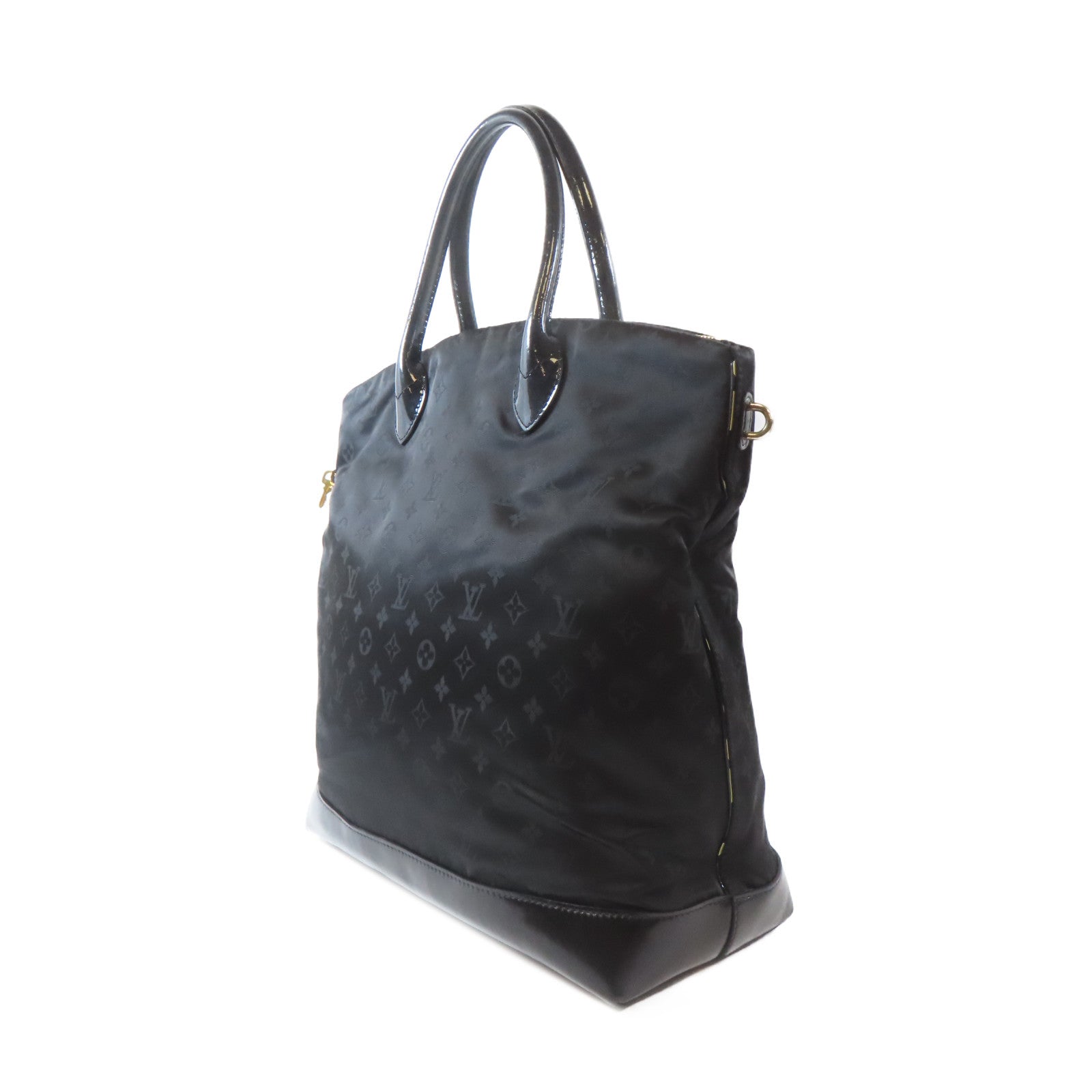 LOUIS VUITTON Monogram Satin Lockit金扣手挽袋黑色