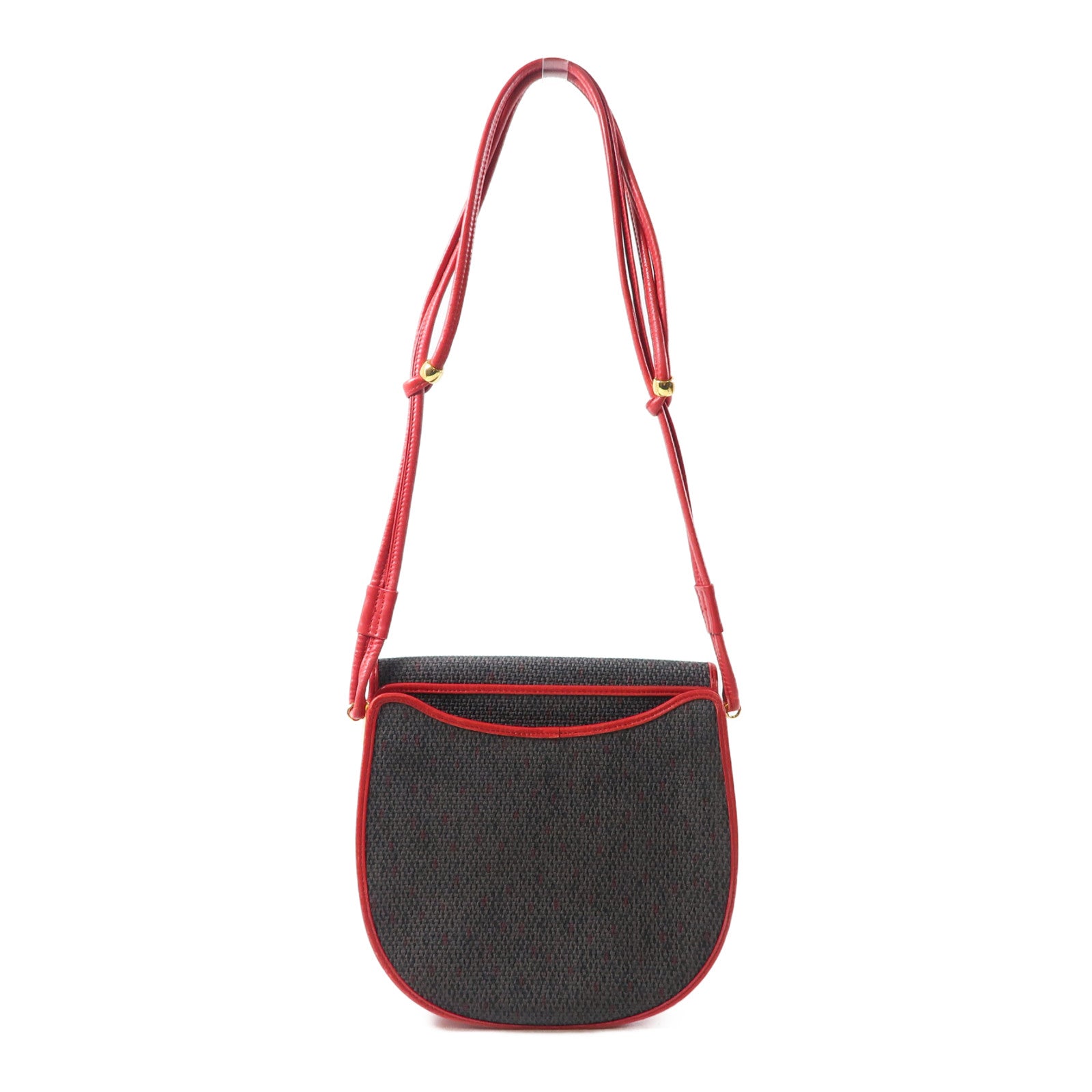 SAINT LAURENT 帆布Vinatge Shoulder Bag金扣肩背袋啡色/紅色