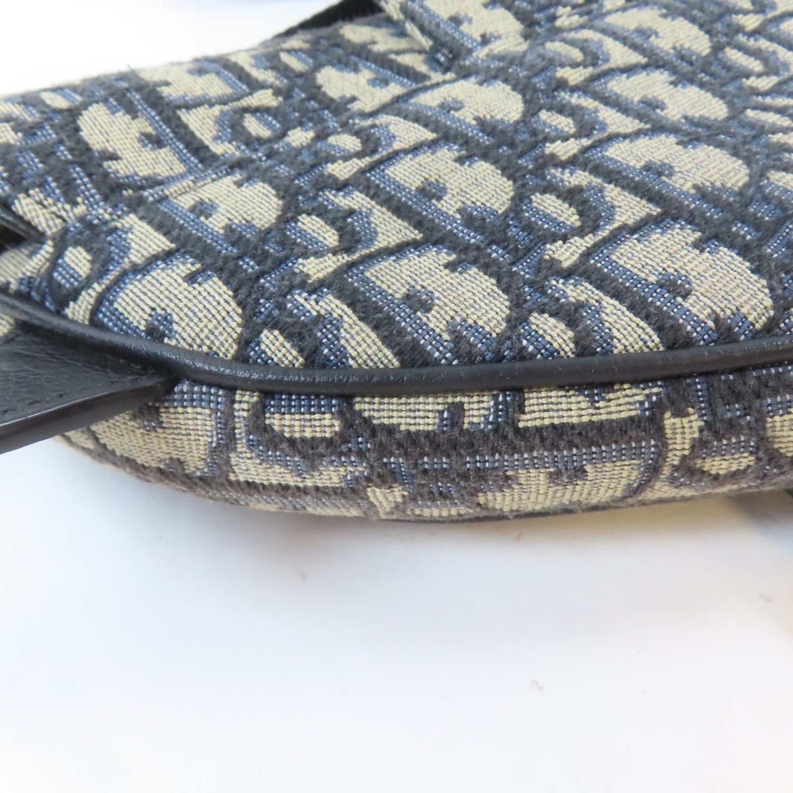 Dior 【激減優惠】帆布Saddle Oblique Jacquard銀扣肩背袋淺褐色/藍色