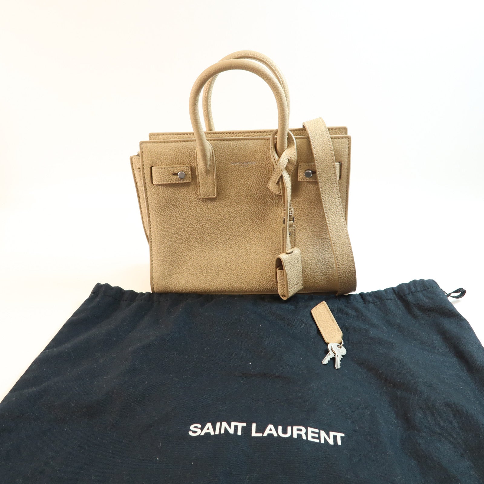 SAINT LAURENT 牛皮皮革Nano Sac de Jour Souple Bag銀扣手挽肩背兩用袋
