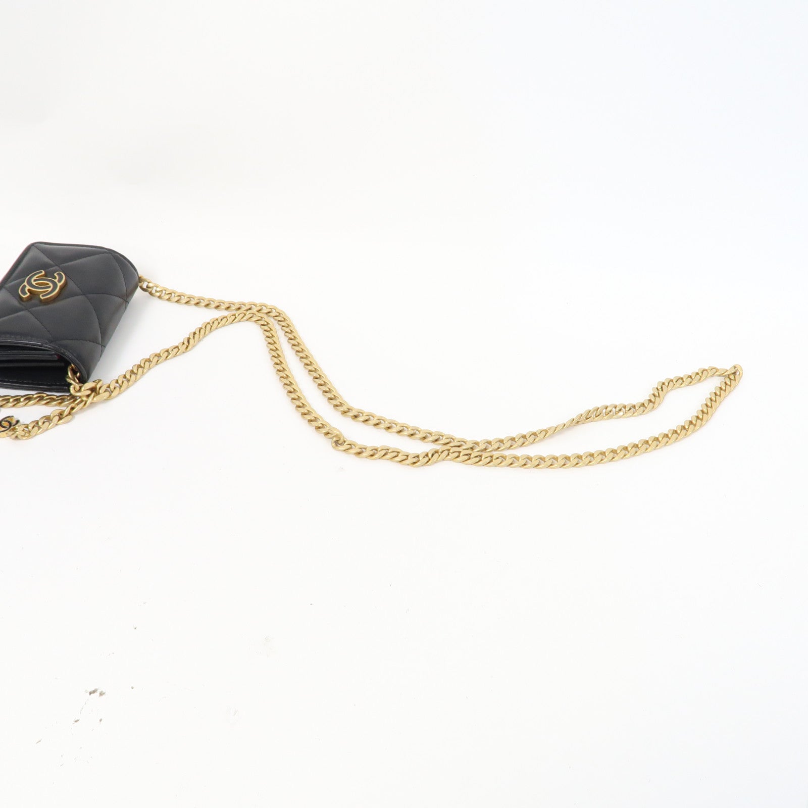 CHANEL 菱格羊皮皮革Chain Shoulder Bag金扣鏈帶肩背袋鏈帶肩背袋
