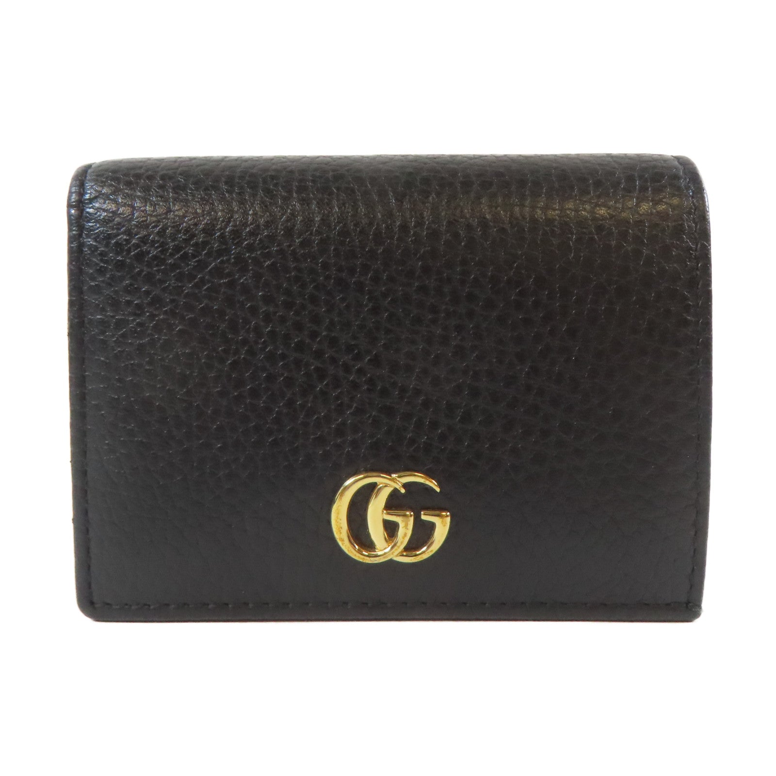 GUCCI 牛皮皮革Wallet金扣啪鈕長錢包黑色