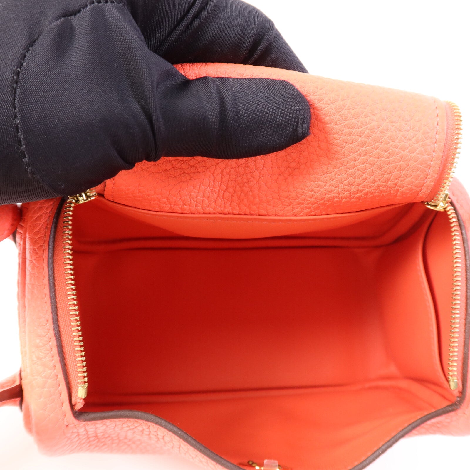 HERMES Clemence皮革Mini Lindy金扣手挽肩背兩用袋Rose Texas