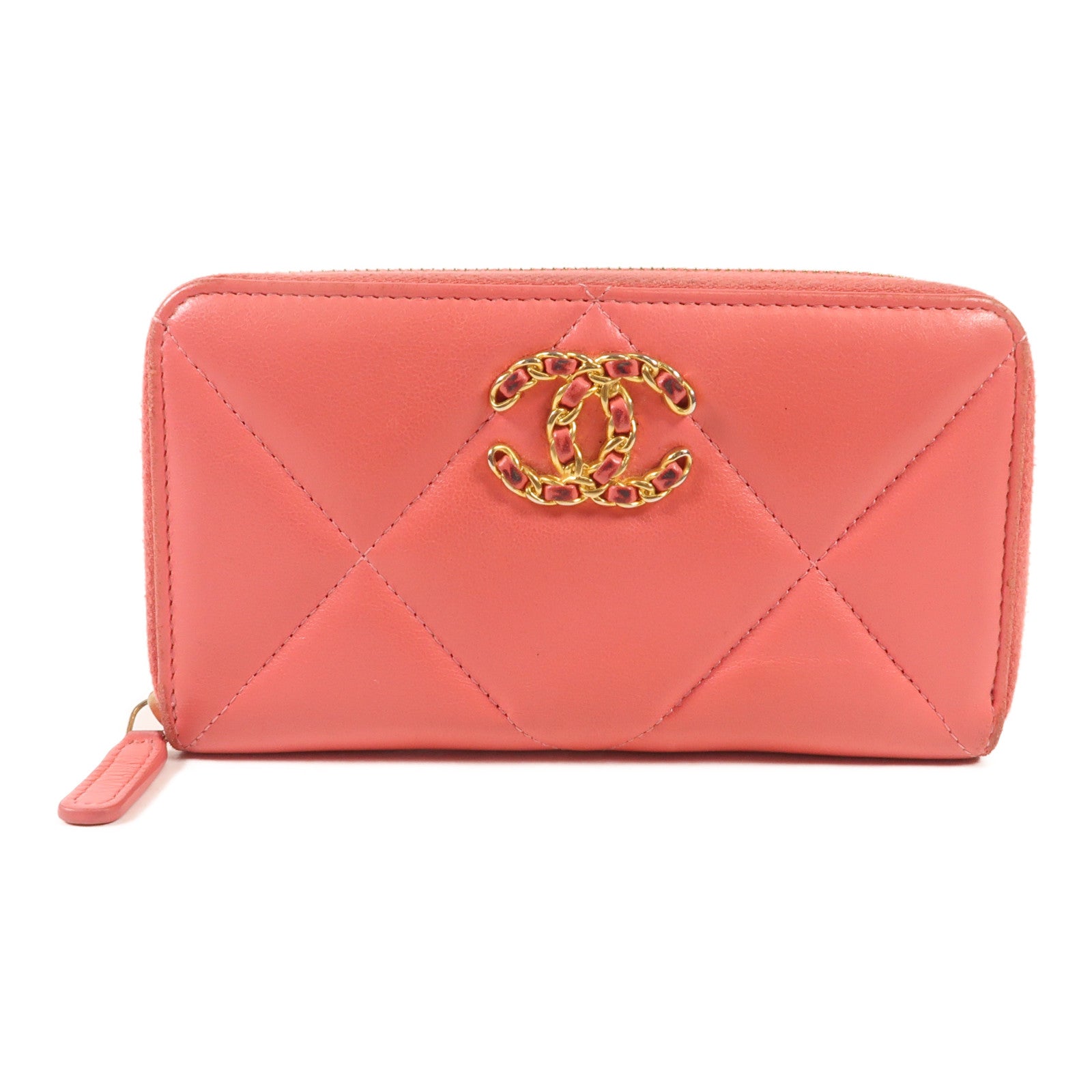 CHANEL 【激減優惠】羊皮皮革Wallet金扣錢包