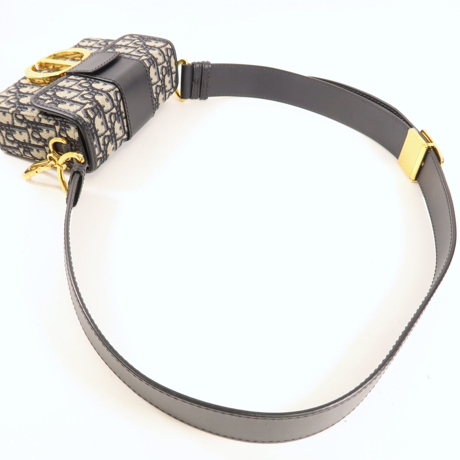 Dior CD GHW Montaigne 30 Shoulder Bag Canvas/Calfskin Navy/Beige