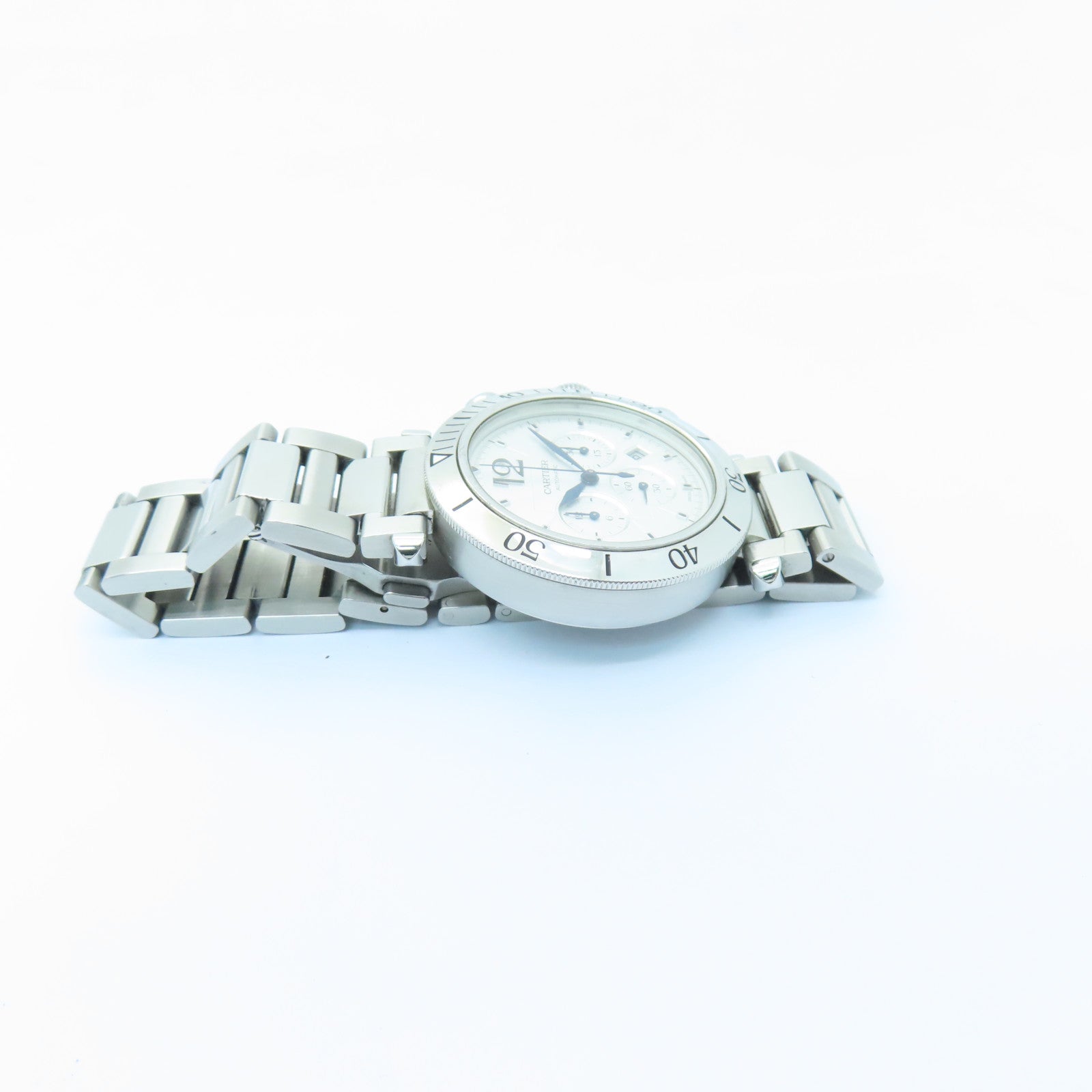 CARTIER 不銹鋼Pasha De Cartier手錶白色#18.5cm